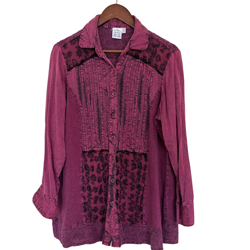 Parsley & Sage Embroidered Button Down Tunic Top XL Art To Wear NEW - Picture 2 of 6